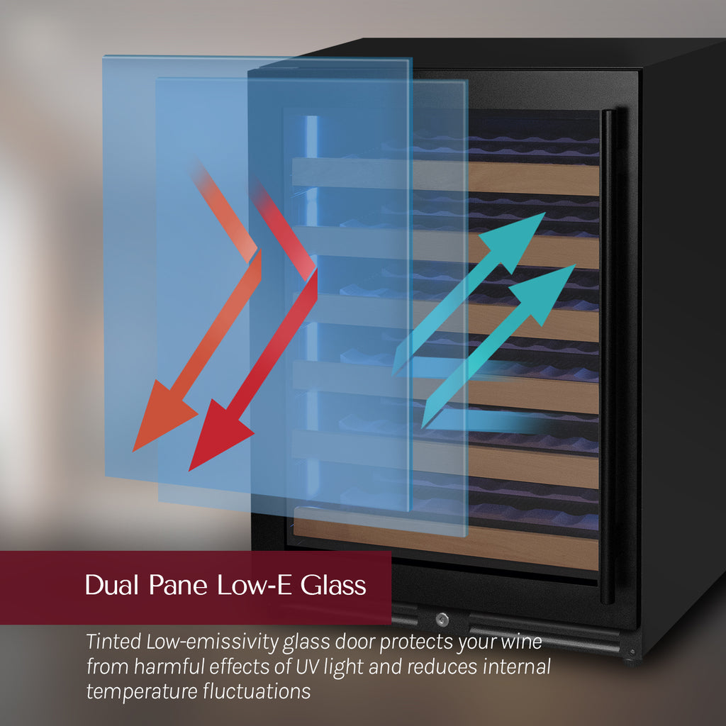 Allavino Reserva Series - 51 Bottle Dual Zone Built-in Luxury Wine Refrigerator with Black Door - Left Hinge - VSW5134D-2BL