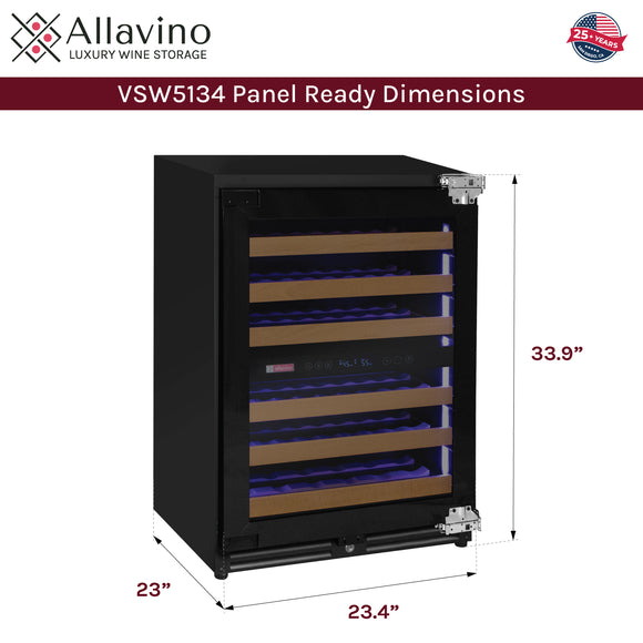 Allavino Reserva Series - 51 Bottle Dual Zone Built-in Luxury Wine Refrigerator with Panel Ready Overlay Door - Right Hinge Model: VSW5134D-2PRR
