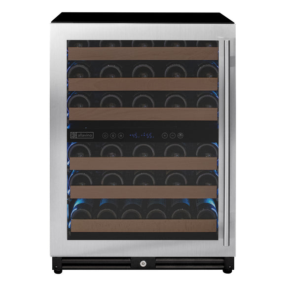 Allavino Reserva Series 51 Bottle Dual Zone Undercounter Wine Refrigerator Cooler with Stainless Steel Door - Left Hinge - VSW5134D-2SL