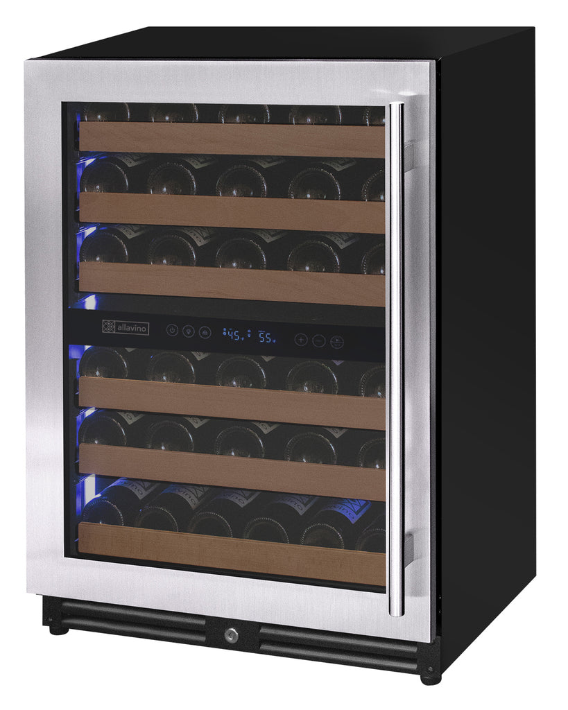 Allavino Reserva Series 51 Bottle Dual Zone Undercounter Wine Refrigerator Cooler with Stainless Steel Door - Left Hinge - VSW5134D-2SL