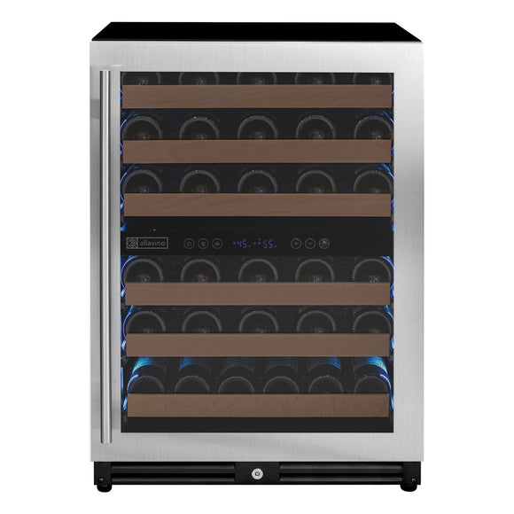 Allavino Reserva Series 51 Bottle Dual Zone Undercounter Wine Refrigerator Cooler with Stainless Steel Door - Right Hinge - VSW5134D-2SR