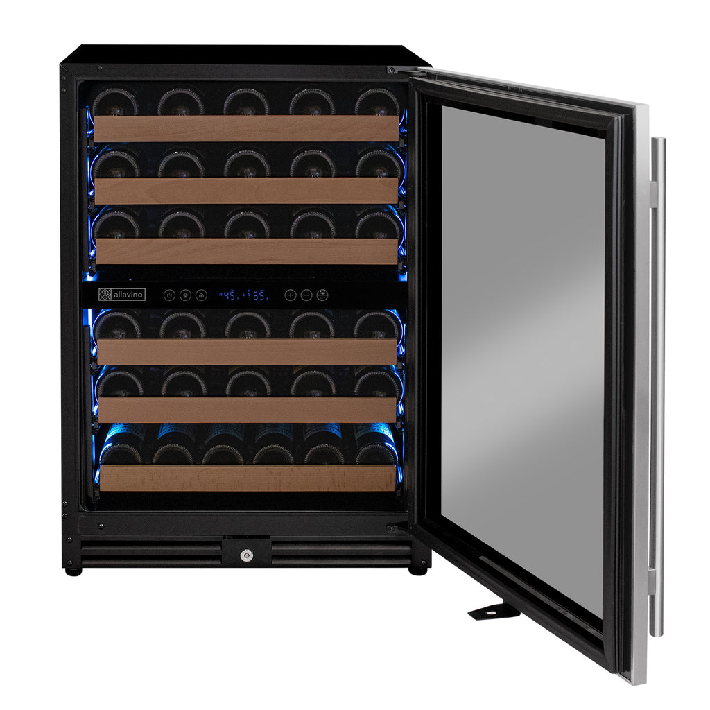 Allavino Reserva Series 51 Bottle Dual Zone Undercounter Wine Refrigerator Cooler with Stainless Steel Door - Right Hinge - VSW5134D-2SR