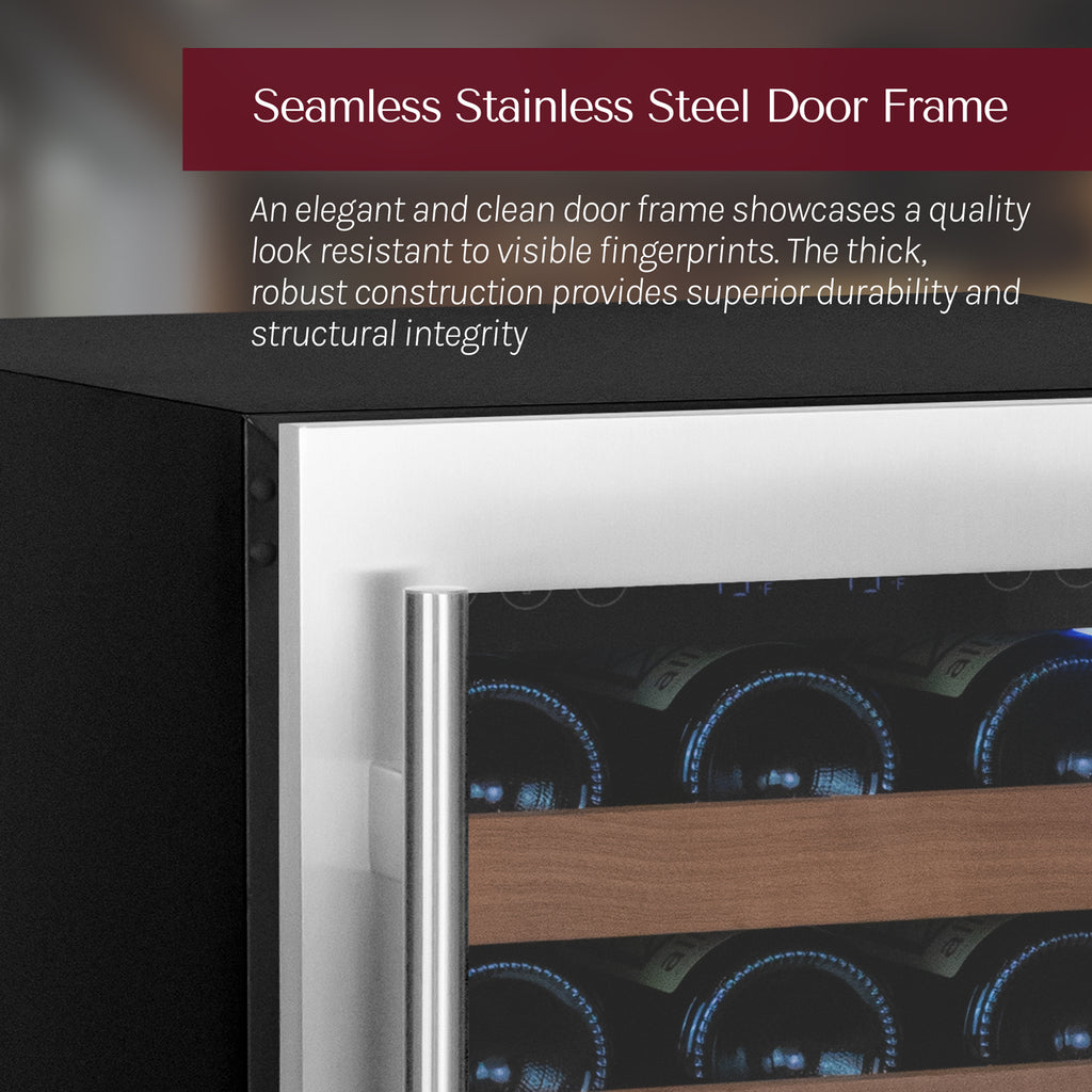 Allavino Reserva Series 51 Bottle Dual Zone Undercounter Wine Refrigerator Cooler with Stainless Steel Door - Right Hinge - VSW5134D-2SR