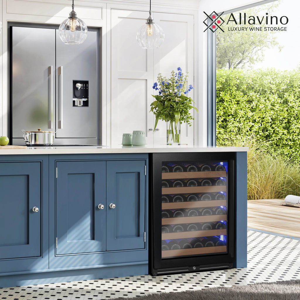 Allavino Reserva Series - 51 Bottle Single Zone Built-in Luxury Wine Refrigerator with Black Door - Left Hinge - VSW5134S-1BL