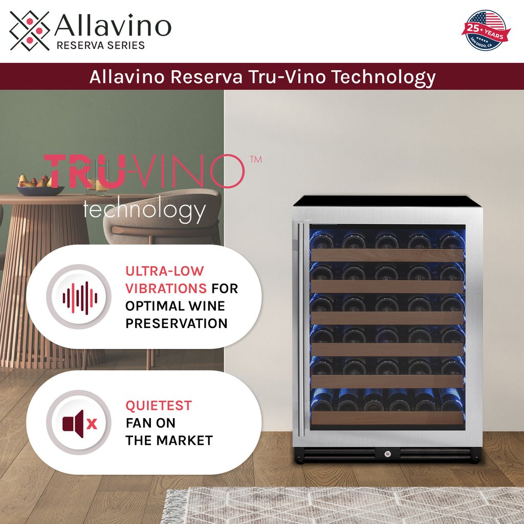Allavino Reserva Series 51 Bottle Single Zone Built-in Luxury Wine Refrigerator with Stainless Steel Door - Right Hinge - VSW5134S-1SR
