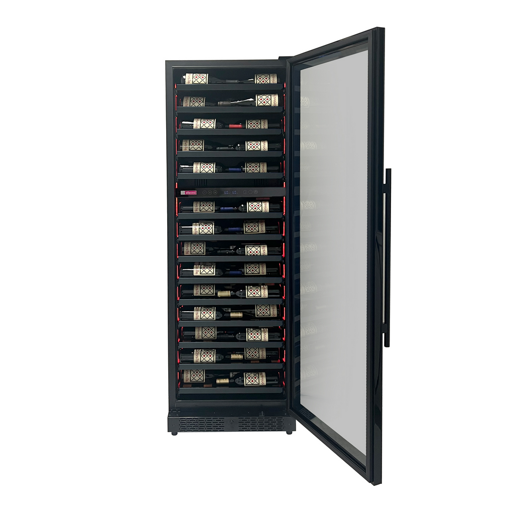 Allavino Reserva Series 67 Bottle 71" Tall Dual Zone Right Hinge Black Shallow Wine Cooler Refrigerator - VSW6771D-2BR