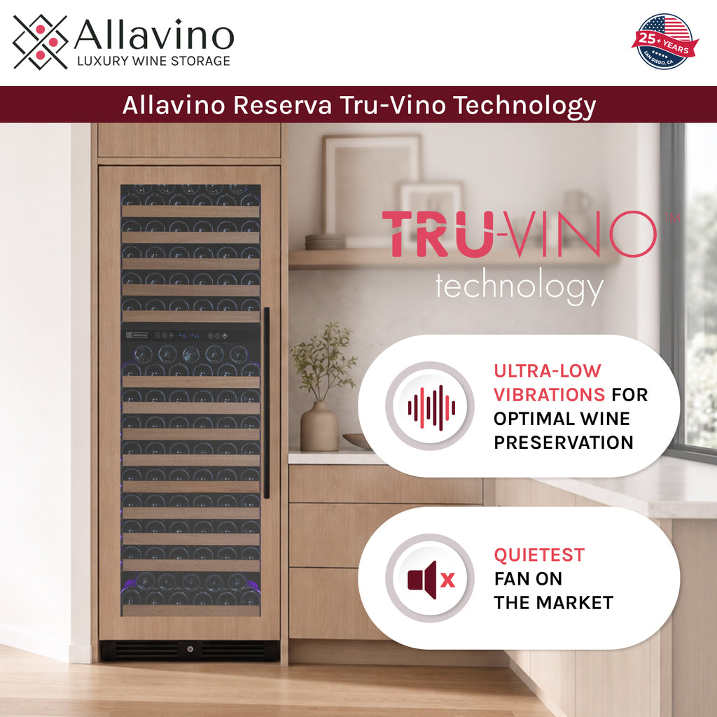 Allavino Reserva Series 172 Bottle Dual Zone Built-in Wine Refrigerator with Panel Ready Overlay - Right Hinge -  VSW71LD-2PRR