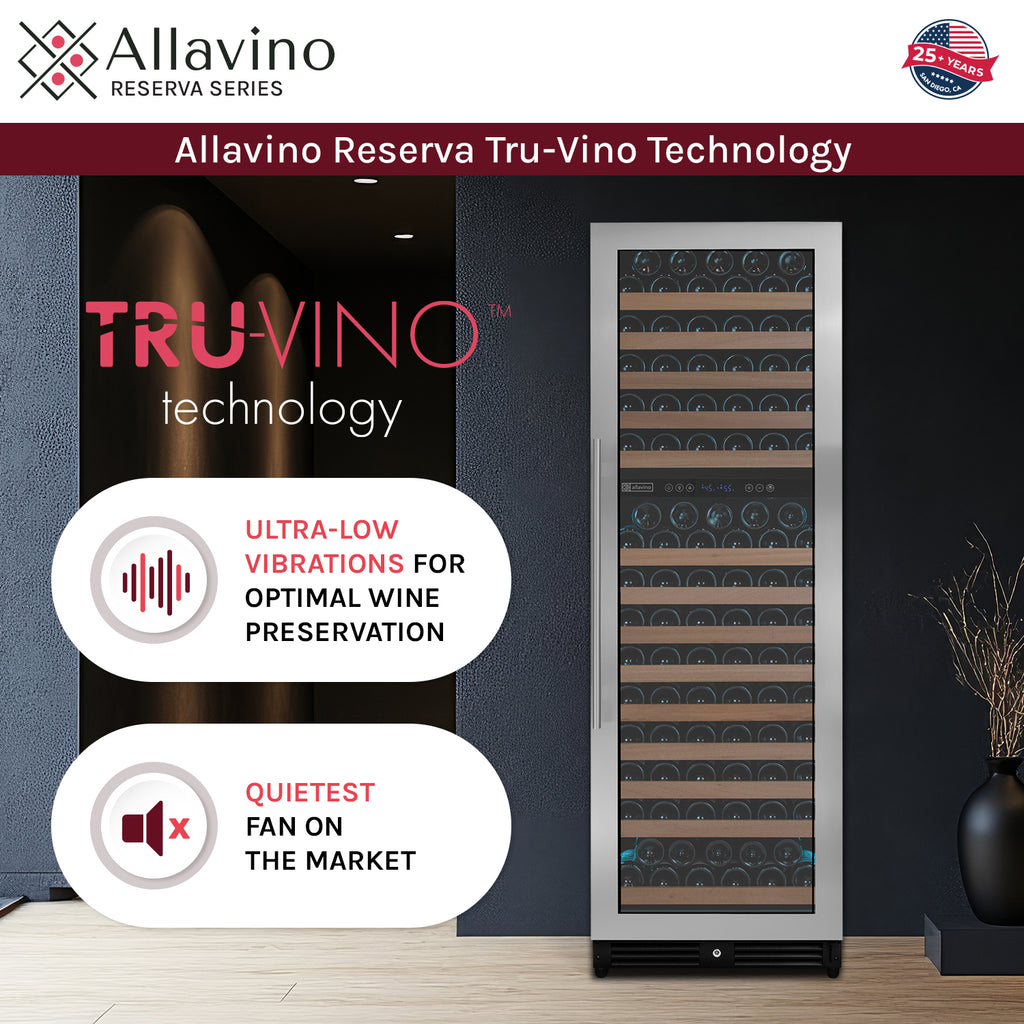 Allavino Reserva Series 172 Bottle Dual Zone Built-in Wine Refrigerator with Stainless Steel Door - Right Hinge - VSW71LD-2SR - Wine Cooler City