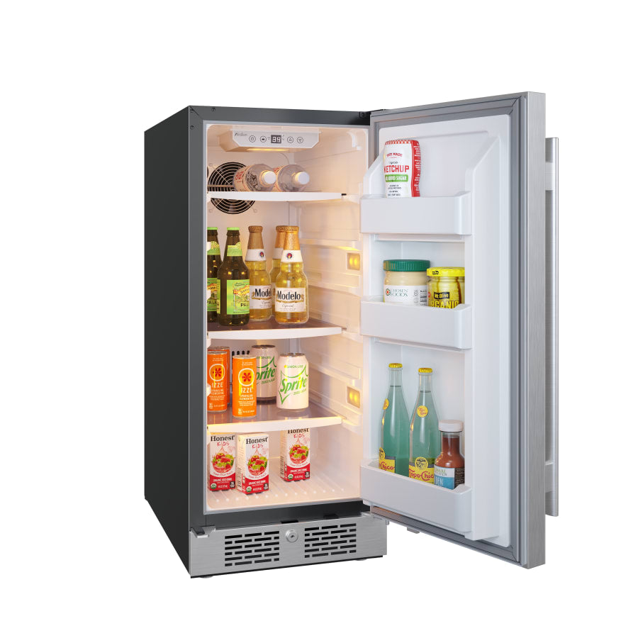 Avallon 15 Inch Wide 3.3 Cu. Ft. Compact Refrigerator with LED Lighting and Right Swing Door - AFR152SSRH