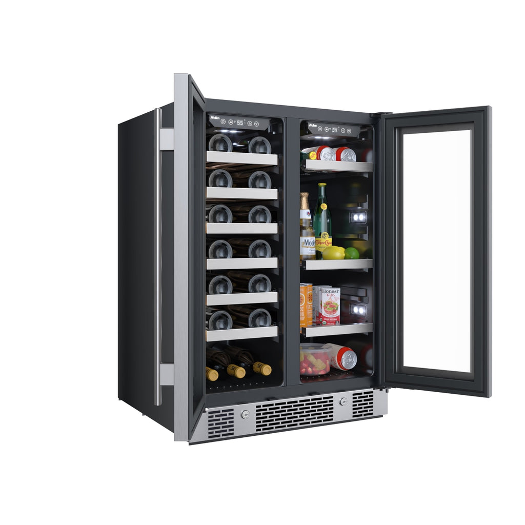 Avallon 24 Inch Wide 21 Bottle Capacity and 64 Can Capacity Beverage Center with LED Lighting and Double Pane Glass - AWBC242GGFDPRG