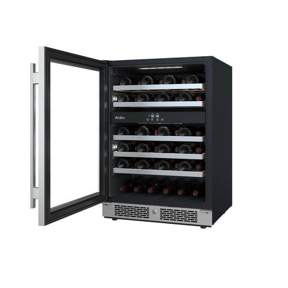Avallon 24 Inch Wide 45 Bottle Capacity Dual Zone Wine Cooler with Left Swing Door - AWC242DPRSLH
