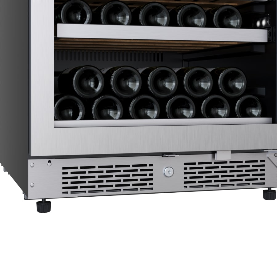 Avallon 24 Inch Wide 150 Bottle Capacity Built-In or Free Standing Wine Cooler with Wood Shelves, Child Lock, Door Alarm and Door Lock - Left Hinged - AWC243TSZLH