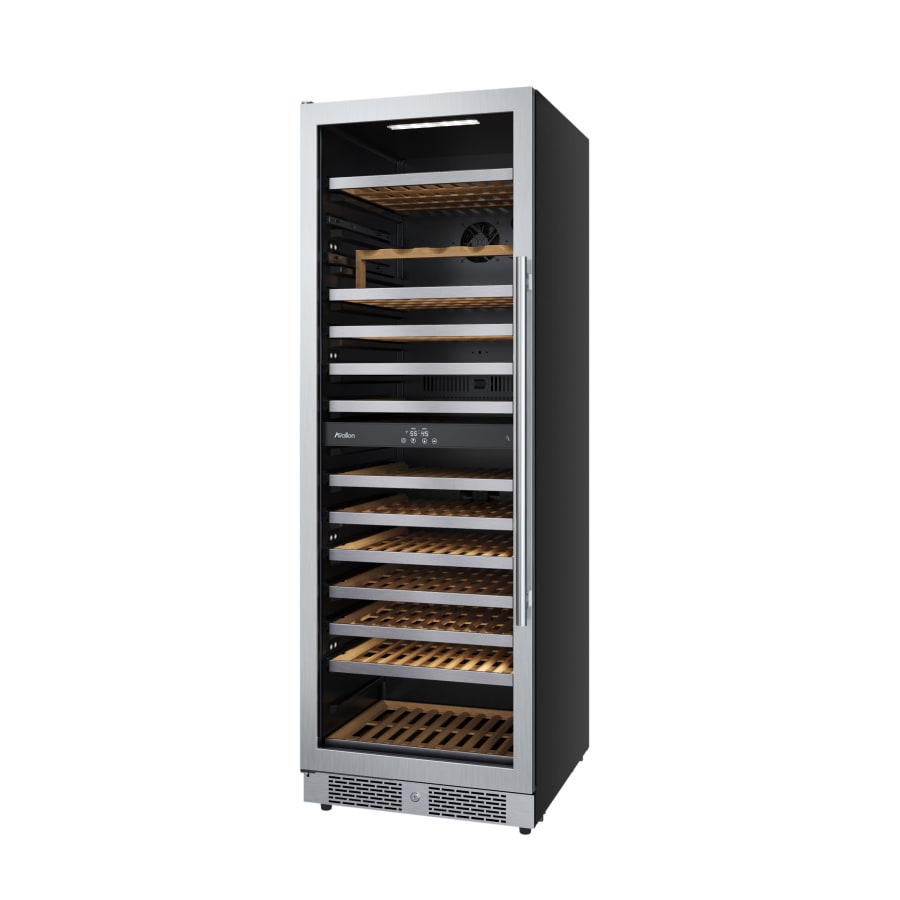Avallon 24 Inch Wide 140 Bottle Capacity Built-In or Free Standing Wine Cooler with Wood Shelves, Dual Zone Cooling, Door Alarm, Door Lock and Energy Star Rated - AWC243TDZLHA