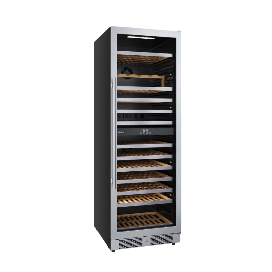 Avallon 24 Inch Wide 140 Bottle Capacity Built-In or Free Standing Wine Cooler with Wood Shelves, Dual Zone Cooling, Door Alarm, Door Lock and Energy Star Rated - AWC243TDZRHA