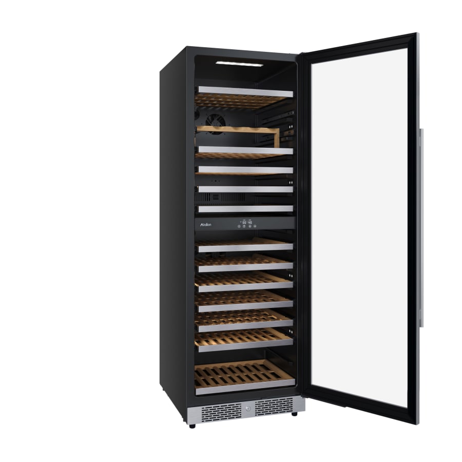 Avallon 24 Inch Wide 140 Bottle Capacity Built-In or Free Standing Wine Cooler with Wood Shelves, Dual Zone Cooling, Door Alarm, Door Lock and Energy Star Rated - AWC243TDZRHA