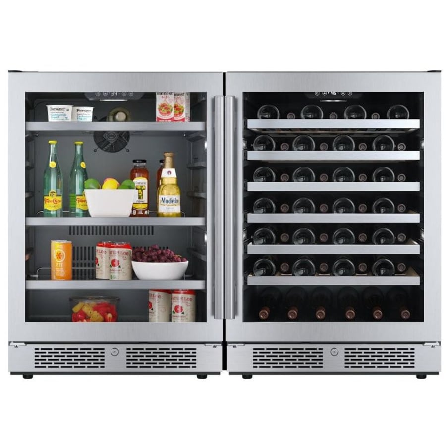 Avallon 48 Inch Wide 140 Can Capacity Beverage Cooler and 53 Bottle Capacity Wine Cooler with Double Pane Glass, Touch Control Panel, and Lockable Doors - AWCBV14053