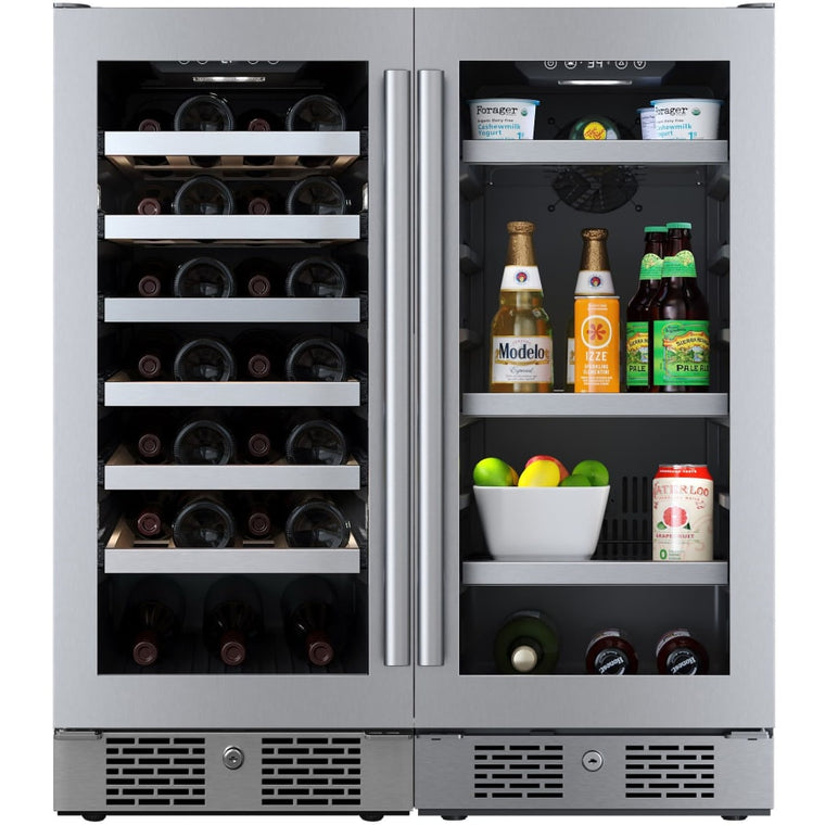 Avallon 30 Inch Wide 27 Bottle Capacity Single Zone Wine Cooler and 86 Can Capacity Beverage Cooler with with Double Pane Glass, Touch Control Panel, and Lockable Doors - AWCBV2786