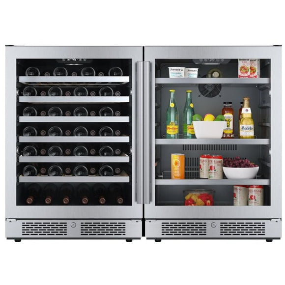Avallon 48 Inch Wide 53 Bottle Capacity Wine Cooler and 140 Can Capacity Beverage Cooler with Double Pane Glass, Touch Control Panel, and Lockable Doors - AWCBV53140