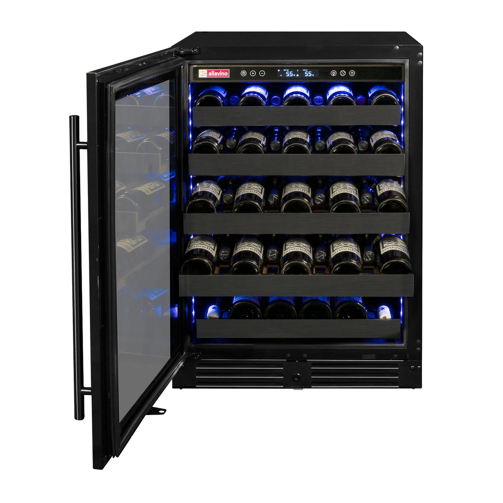 Allavino Reserva Series 50 Bottle Single Zone Built-in Wine Cooler Refrigerator with Black Stainless Steel Door - Left Hinge - BDW5034S-1BSL