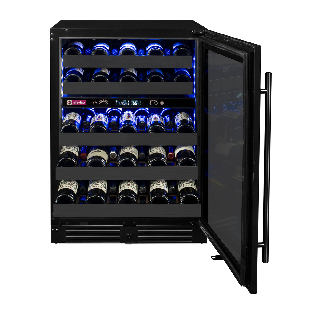 Allavino Reserva Series 50 Bottle Dual Zone Undercounter Wine Cooler Refrigerator with Black Stainless Steel Door - Right Hinge - BDW5034D-2BSR