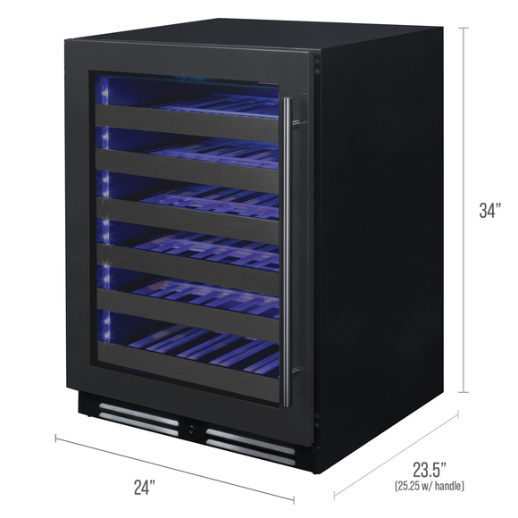 Allavino Reserva Series 50 Bottle Single Zone Built-in Wine Cooler Refrigerator with Black Stainless Steel Door - Left Hinge - BDW5034S-1BSL
