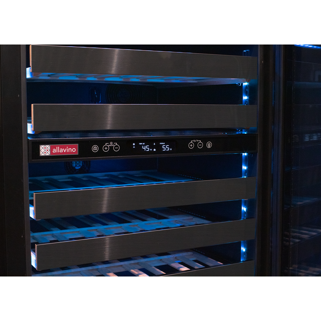 Allavino Reserva Series 50 Bottle Dual Zone Undercounter Wine Cooler Refrigerator with Black Stainless Steel Door - Right Hinge - BDW5034D-2BSR