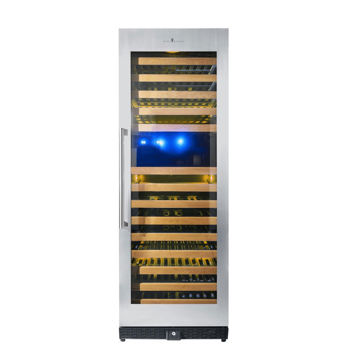 KingsBottle Tall Large Wine Refrigerator With Glass Door With Stainless Steel Trim ﻿- KBU170DX