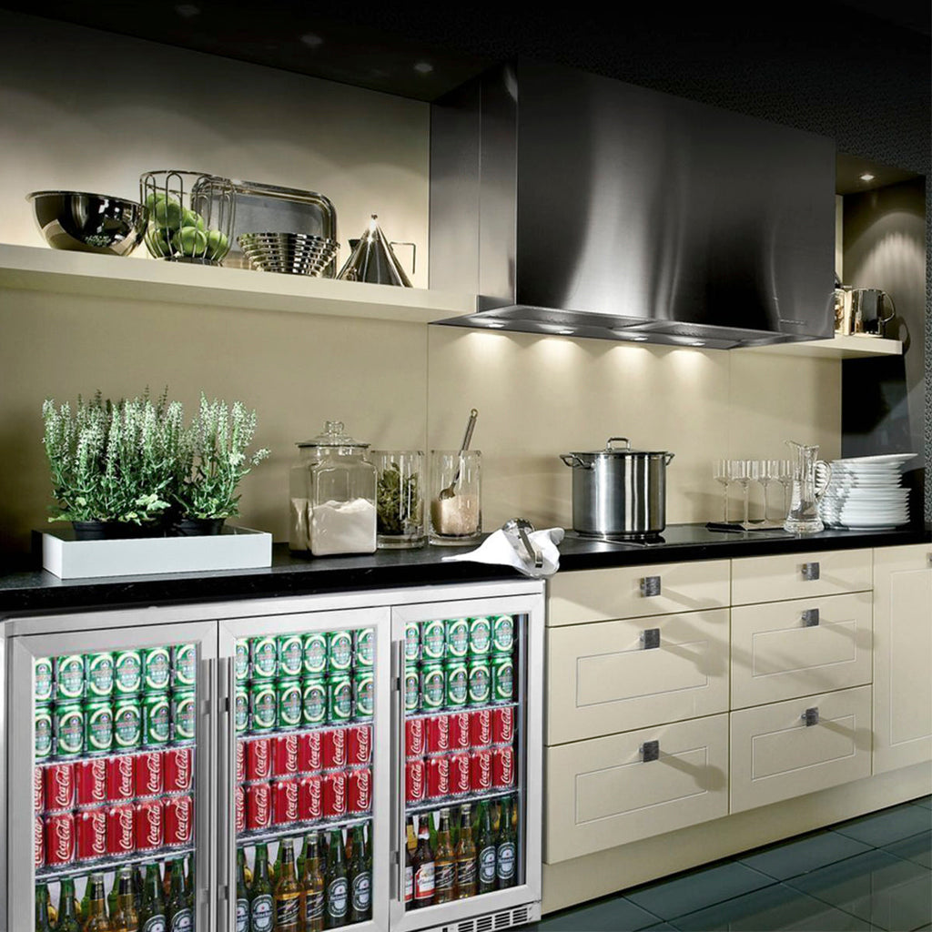 KingsBottle 53 Inch Heating Glass 3 Door Large Beverage Refrigerator - KBU328M