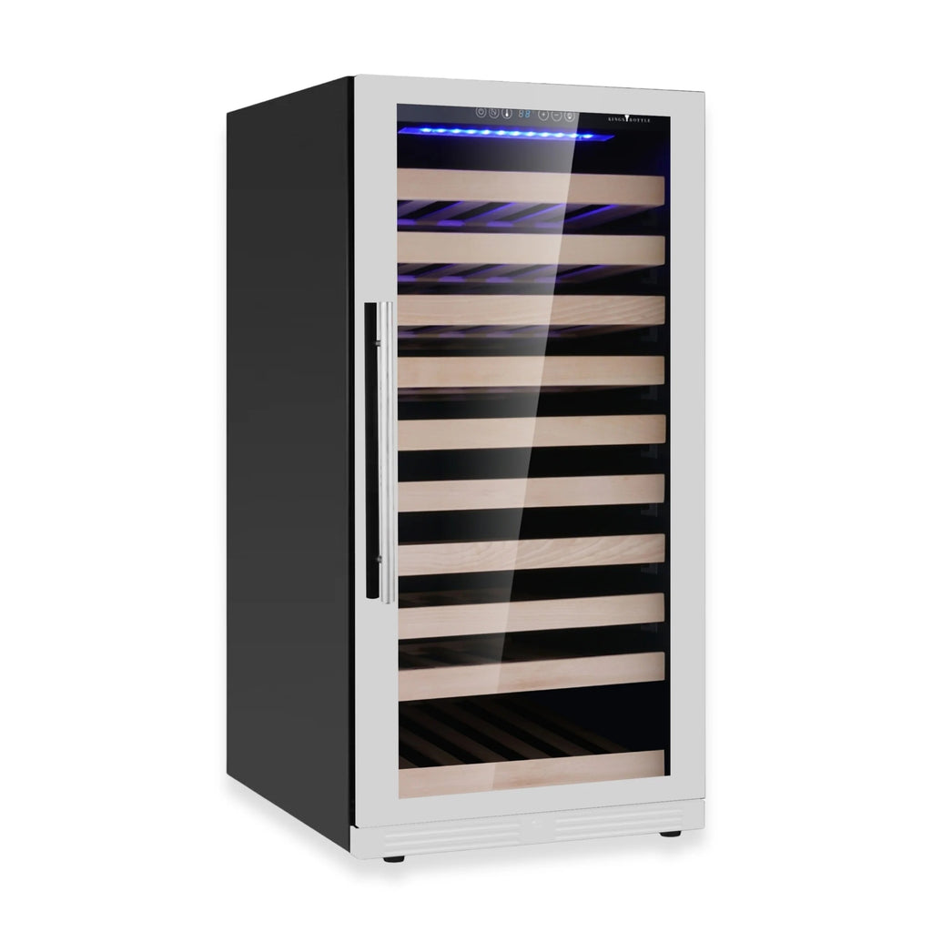 KingsBottle 47-Inch Height Single Zone Wine Cooler with Low-E Glass Door SKU: KBU265WX-SS RHH