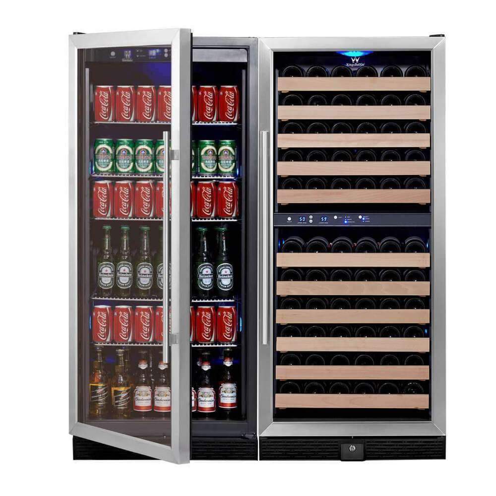 KingsBottle 56" Upright Wine And Beverage Fridge Center Cabinet Freestanding - KBU100BW3