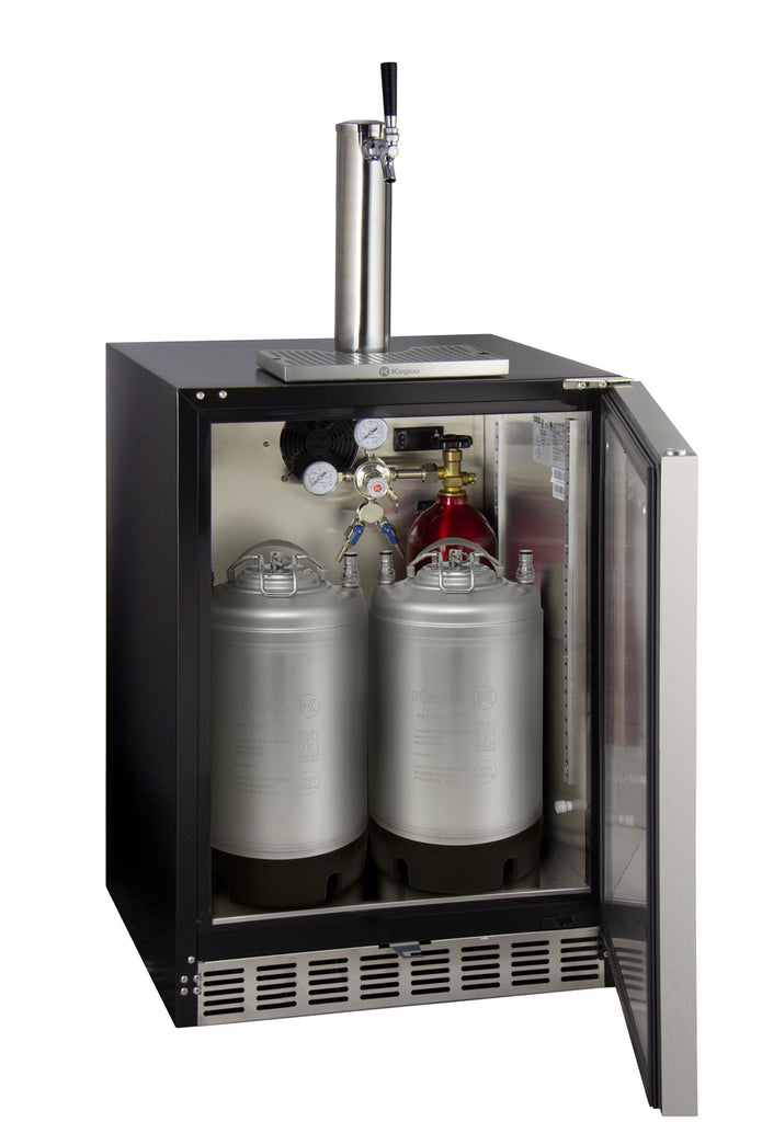 Kegco 24" Wide Single Tap Stainless Steel Built-In Left Hinge ADA Kegerator with Kit - HK48BSA-L-1
