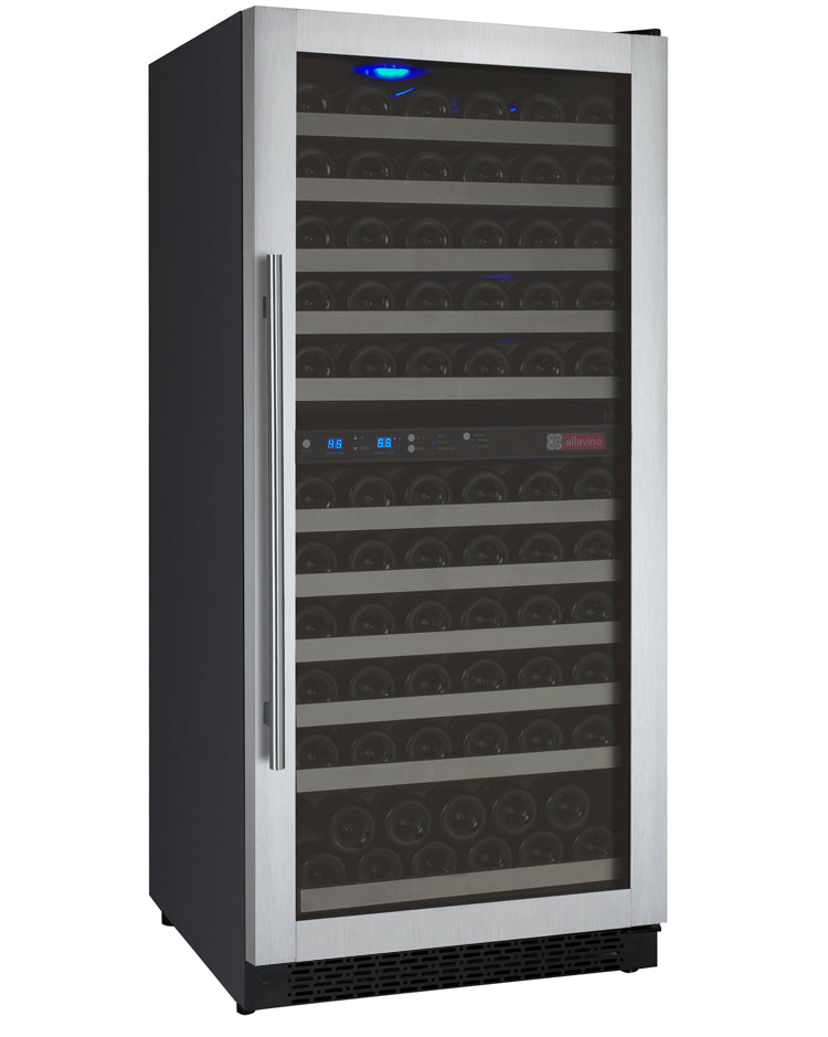 Allavino 24" Wide FlexCount II Tru-Vino 121 Bottle Dual Zone Stainless Steel Right Hinge Wine Refrigerator - VSWR121-2SR20 - Wine Cooler City