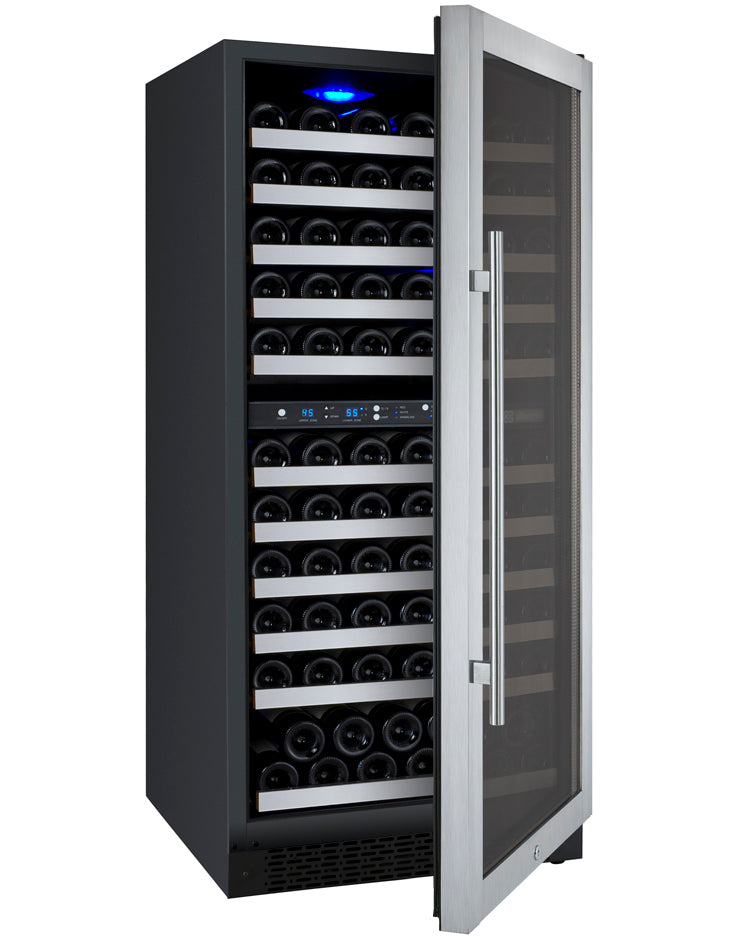 Allavino 24" Wide FlexCount II Tru-Vino 121 Bottle Dual Zone Stainless Steel Right Hinge Wine Refrigerator - VSWR121-2SR20 - Wine Cooler City