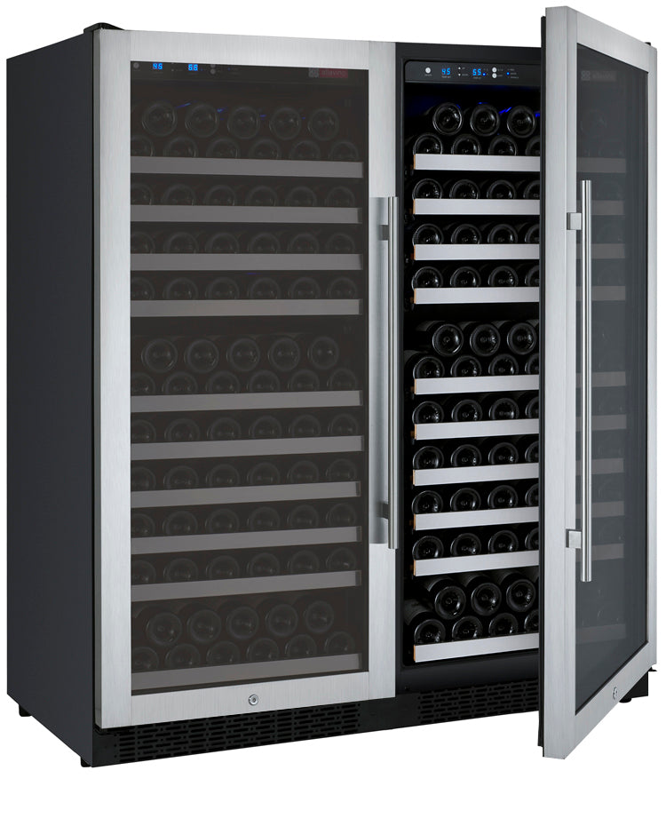 Allavino 47" Wide FlexCount II Tru-Vino 256 Bottle Dual Zone Stainless Steel Side-by-Side Wine Refrigerator - 2X-VSWR128-1S20