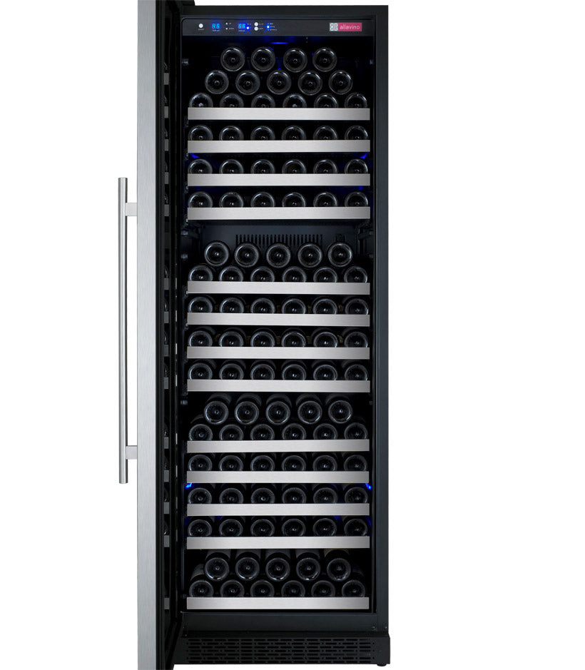 Allavino 24" Wide FlexCount II Tru-Vino 177 Bottle Single Zone Stainless Steel Left Hinge Wine Refrigerator - VSWR177-1SL20 - Wine Cooler City