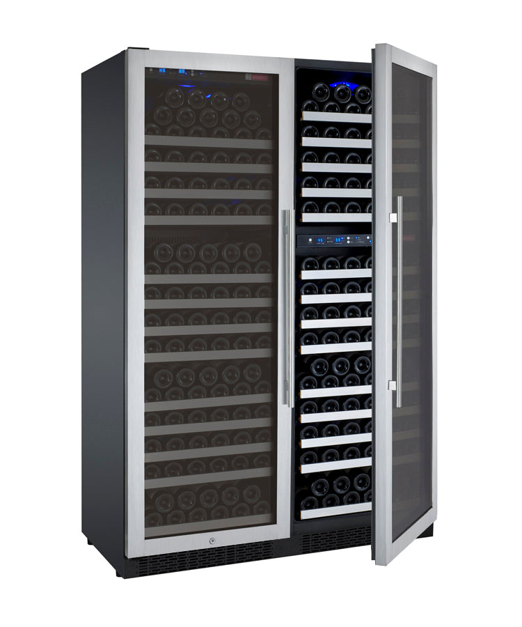 Allavino 47" Wide FlexCount II Tru-Vino 349 Bottle Three Zone Stainless Steel Side-by-Side Wine Refrigerator - 3Z-VSWR7772-S20