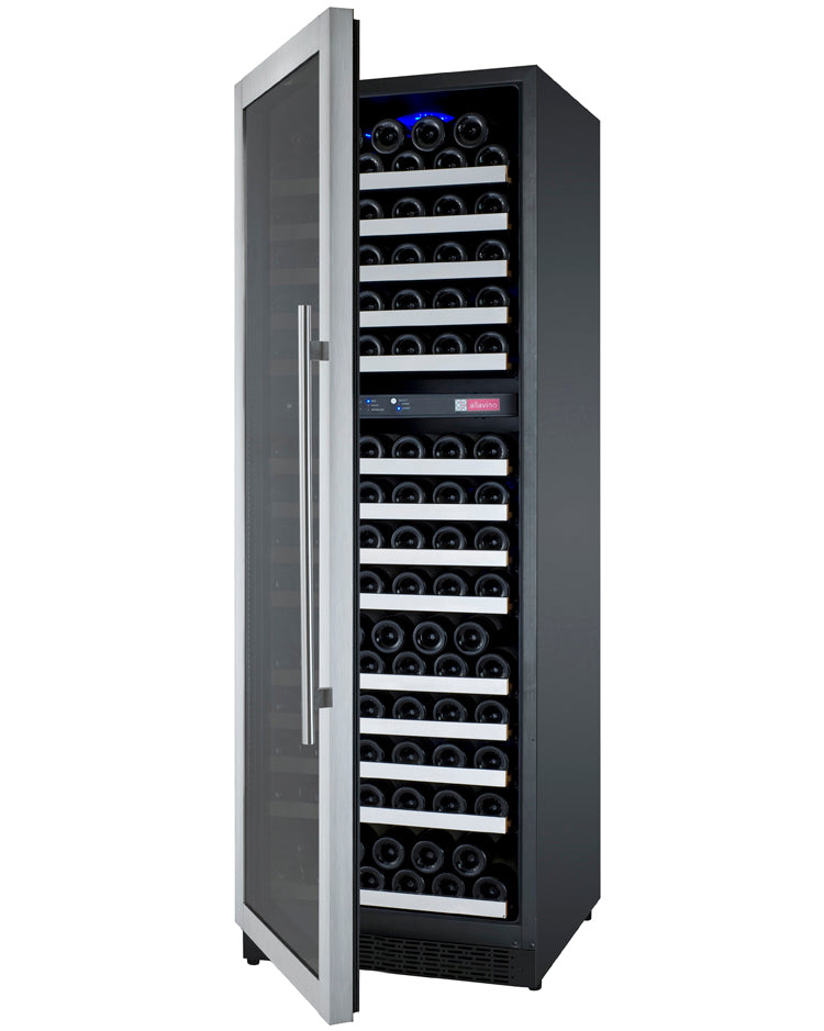 Allavino 24" Wide FlexCount II Tru-Vino 172 Bottle Dual Zone Stainless Steel Left Hinge Wine Refrigerator - VSWR172-2SL20