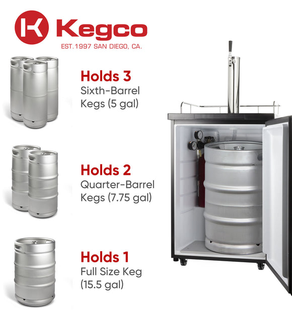 Kegco 24" Wide Single Tap Stainless Steel Kegerator - K209SS-1NK - Wine Cooler City