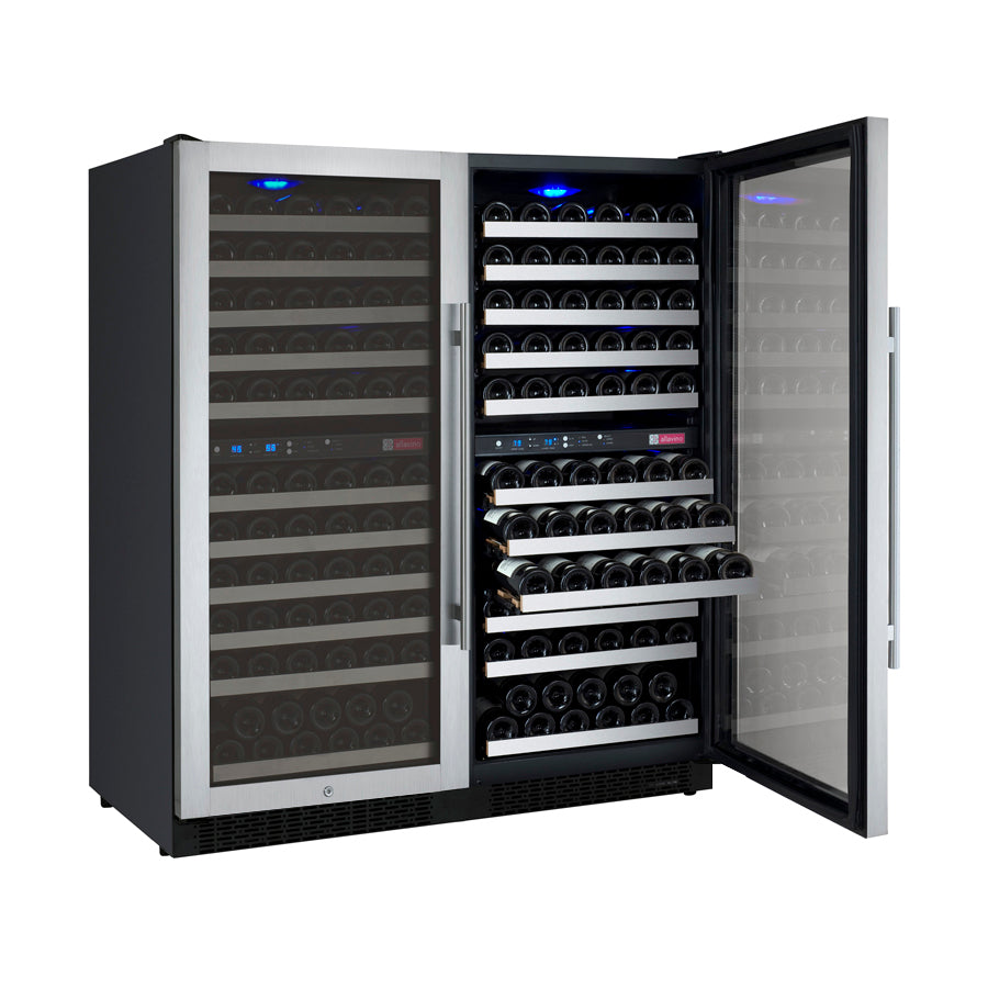Allavino 47" Wide FlexCount II Tru-Vino 242 Bottle Four Zone Stainless Steel Side-by-Side Wine Refrigerator - 2X-VSWR121-2S20