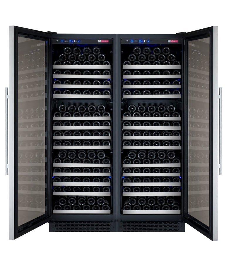 Allavino 47" Wide FlexCount II Tru-Vino 354 Bottle Dual Zone Stainless Steel Side-by-Side Wine Refrigerator - 2X-VSWR177-1S20