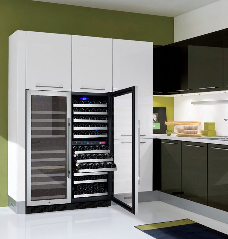 Allavino 47" Wide FlexCount II Tru-Vino 249 Bottle Three Zone Stainless Steel Side-by-Side Wine Refrigerator - 3Z-VSWR2128-S20
