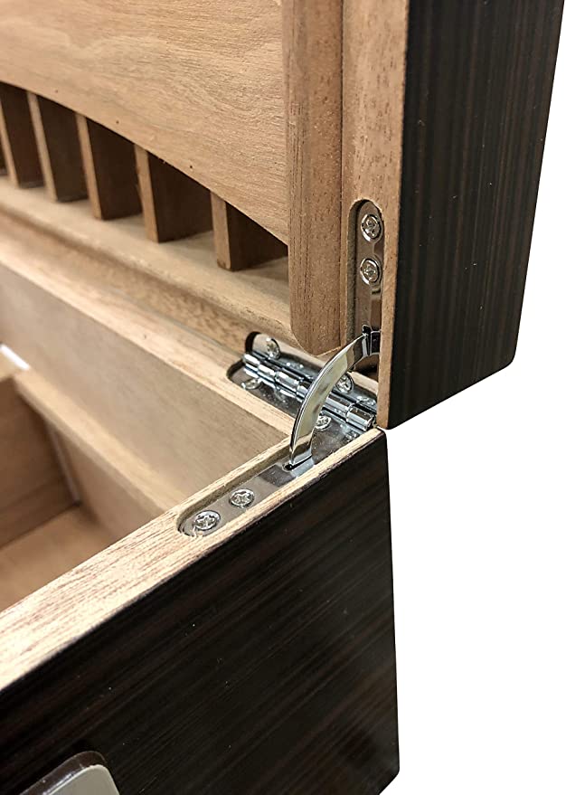 Prestige Import Group - Rockefeller Built-in Partitioned Display Cigar Humidor - Capacity: 130 - Color: Matte Ebony Finish