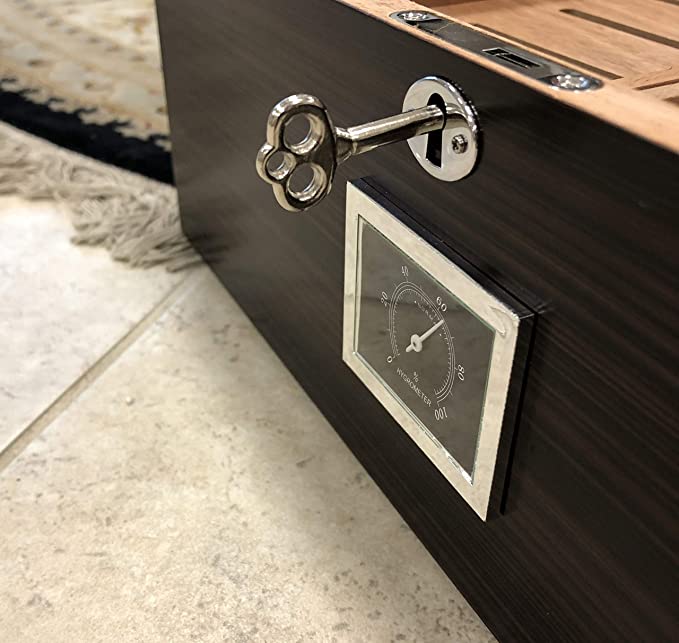 Prestige Import Group - Rockefeller Built-in Partitioned Display Cigar Humidor - Capacity: 130 - Color: Matte Ebony Finish