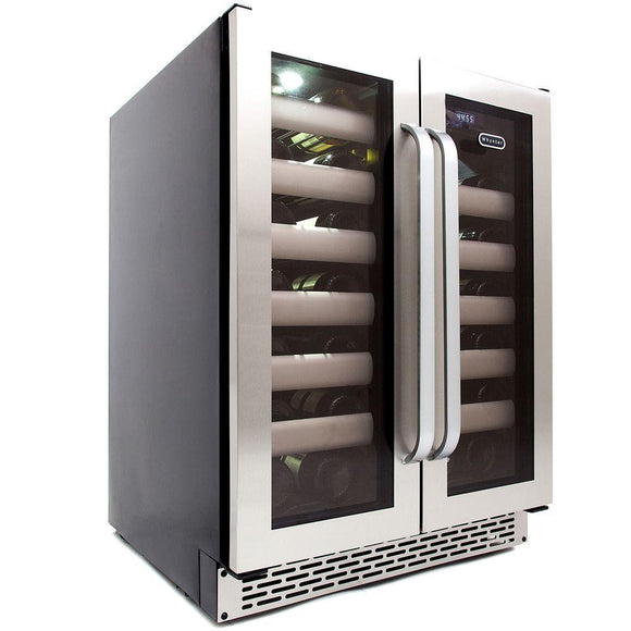 Whynter Elite 40-Bottle Seamless Stainless Steel Door Dual Zone Built-In Wine Refrigerator - Wine Cooler City