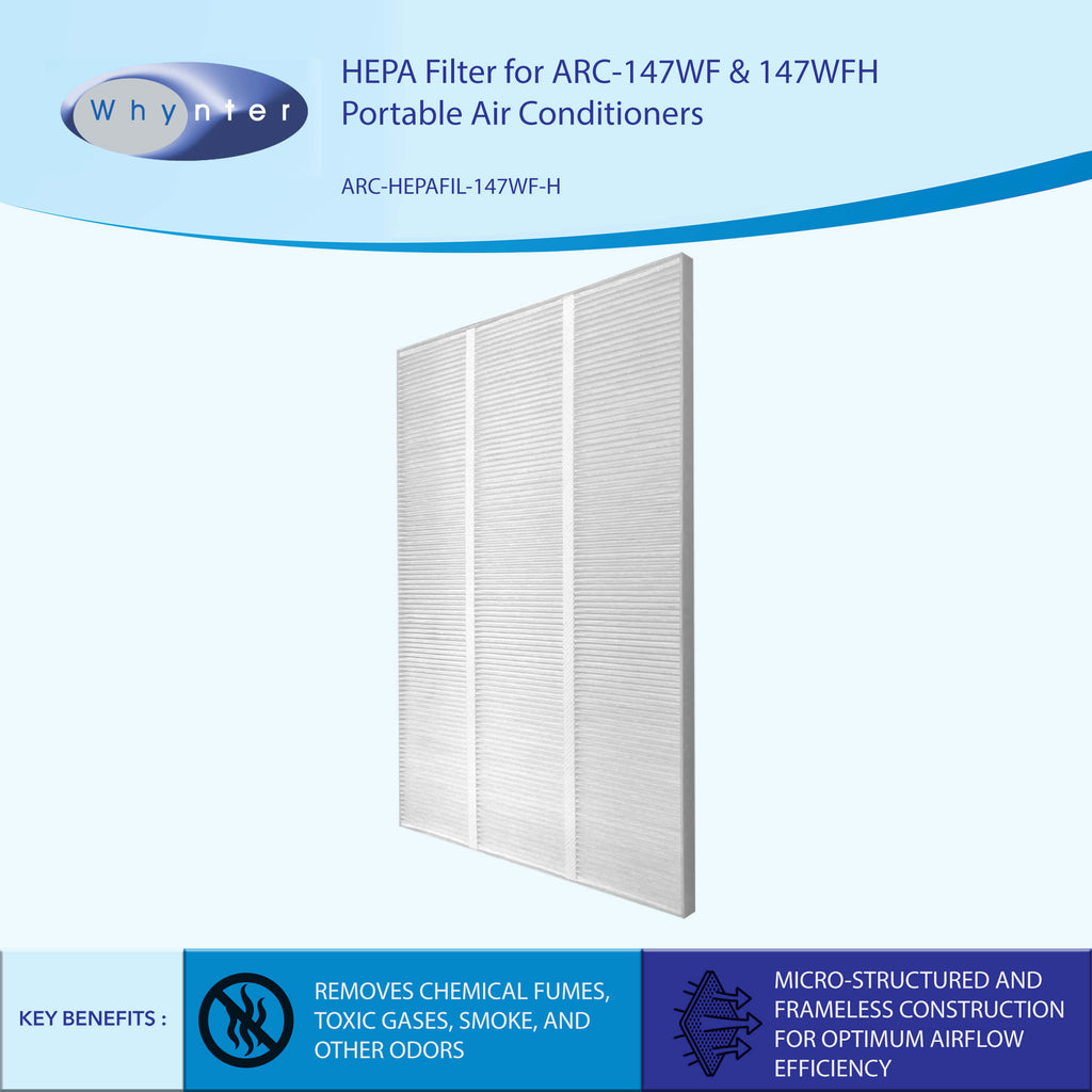 Whynter ARC-147WF 14,000 BTU (10,000 BTU SACC) Dual Hose Cooling Portable Air Conditioner, Dehumidifier, and Fan with Remote Control, HEPA and Carbon Filter, up to 500 sq ft in White