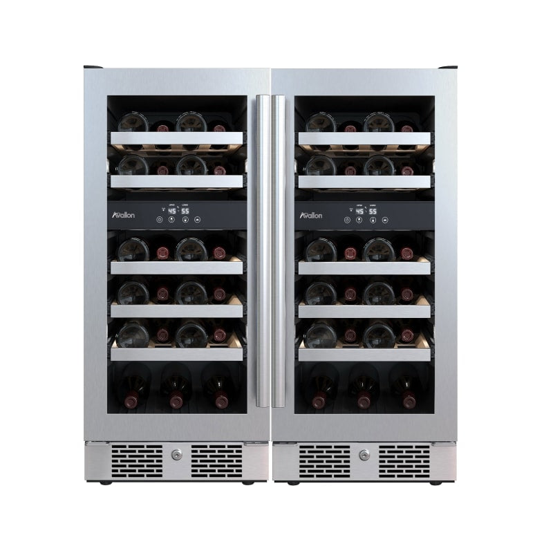 Avallon 30 Inch Wide 46 Bottle Capacity Wine Cooler with Door Locks and 4 Cooling Zones - AWC152DZDUAL