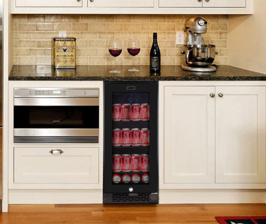Whynter Built-in Black Glass 80-can capacity 3.4 cu ft. Beverage Refrigerator BBR-801BG - Wine Cooler City