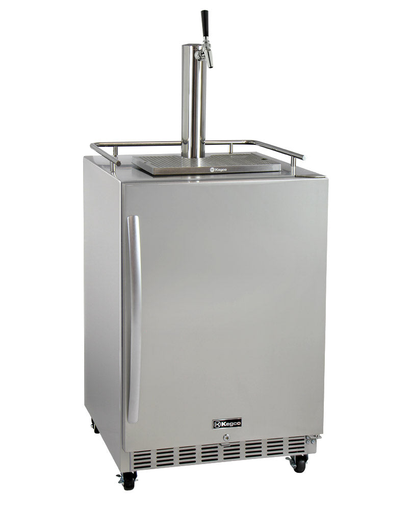 Kegco24" Wide Single Tap All Stainless Steel Commercial Outdoor Right Hinge Kegerator with Kit - HK38SSC-1 - Wine Cooler City