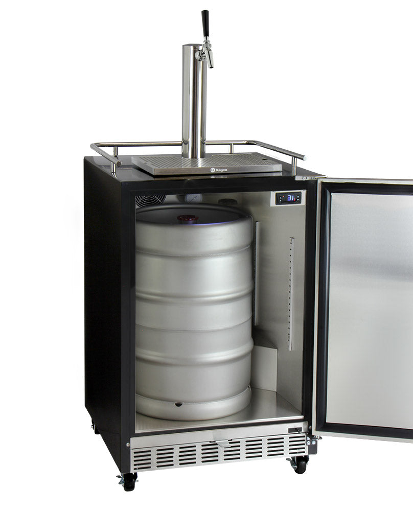 Kegco 24" Wide Single Tap Stainless Steel Commercial Built-In Right Hinge Digital Kegerator with Kit HK38BSC-1 - Wine Cooler City