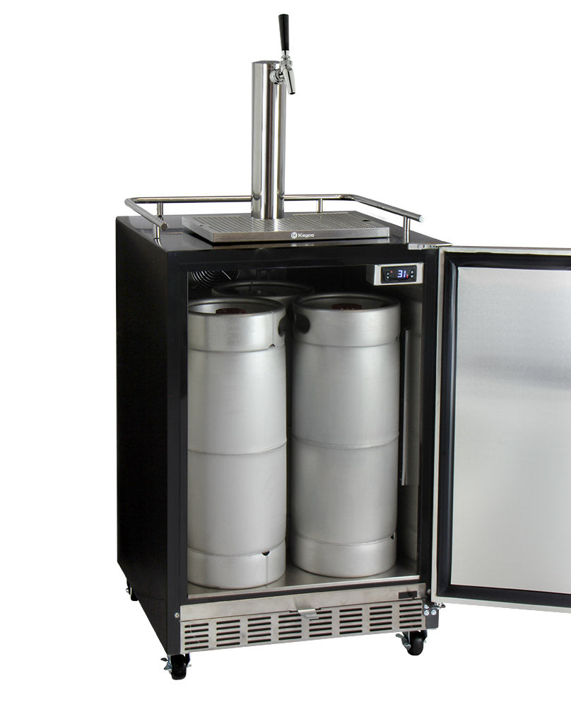 Kegco 24" Wide Single Tap Stainless Steel Commercial Built-In Left Hinge Kegerator with Kit - HK38BSC-L-1 - Wine Cooler City